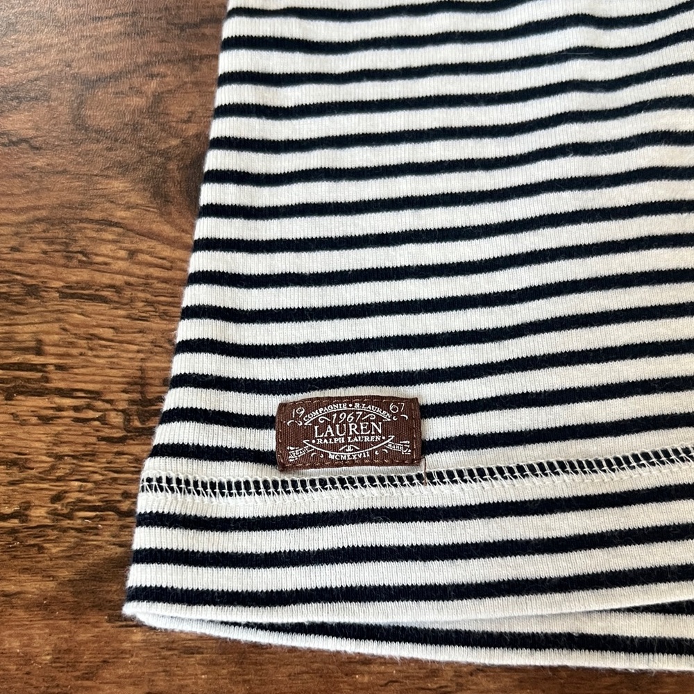 Lauren Ralph Lauren Navy Striped Long Sleeve with Brown Patches - Picture 3 of 9